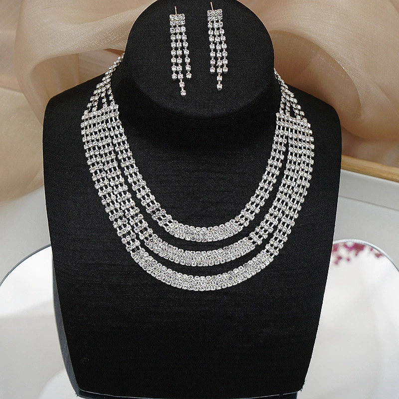 Griffe de luxe de la chaîne d'YP199 Rhinestone Necklace Earring ensemble promise accessoire de mariage