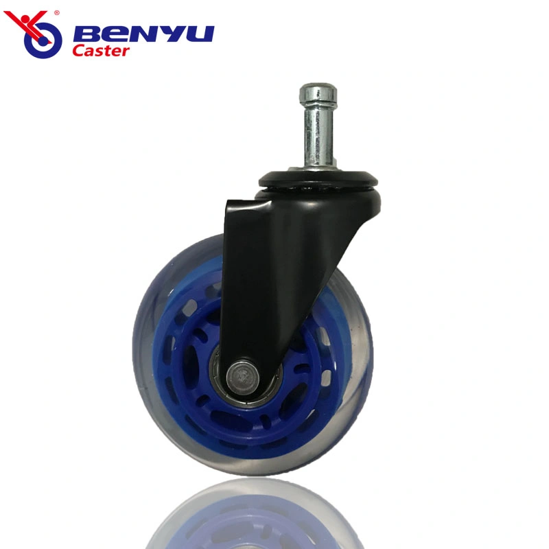 75mm Medium Duty Black Transparent Furniture Swivel Wheel Caster