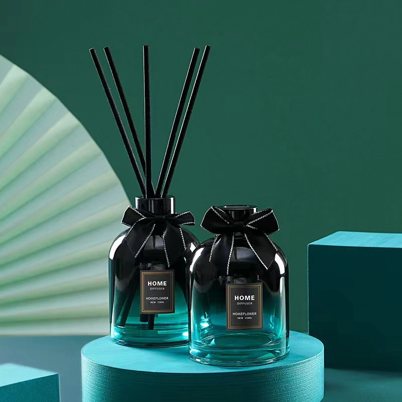 Home Luxury Around Gradient Color Dark Glass Diffuser Lgass Bottles Home Fragrance Reed Diffuser with Screw Lid