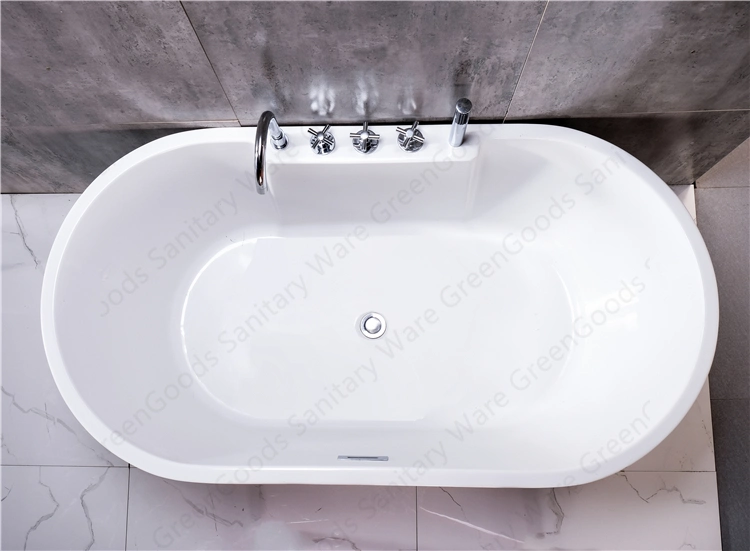 1600mm Center Drain Acrylic Simple Freestanding Oval Bathtub