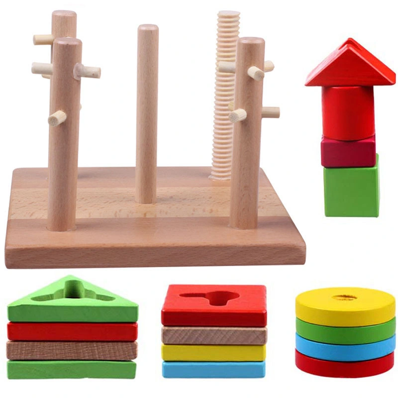 Christmas Geometric Shaped Column Match Blocks Intelligent Educational Wooden Toy