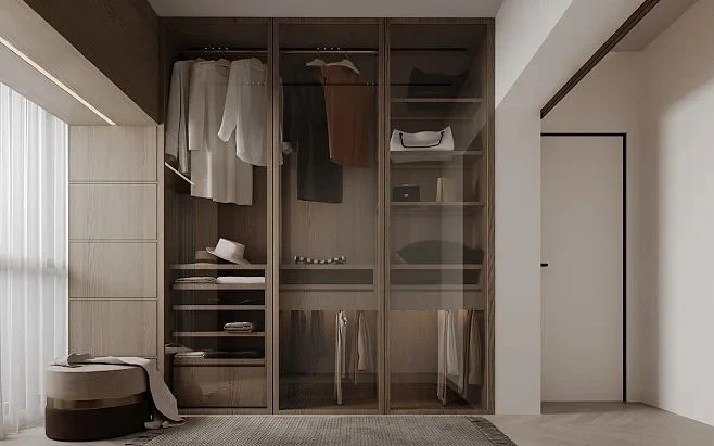 Modern Bedroom Wardrobe Closet Aluminum Frame Glass Door Walk in Wardrobes