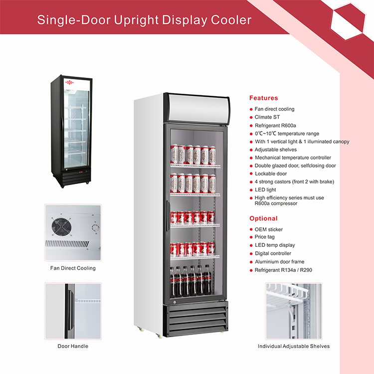 Commercial Beverage Single Upright Display Refrigerator Cooler Cola Showcase Refrigerator