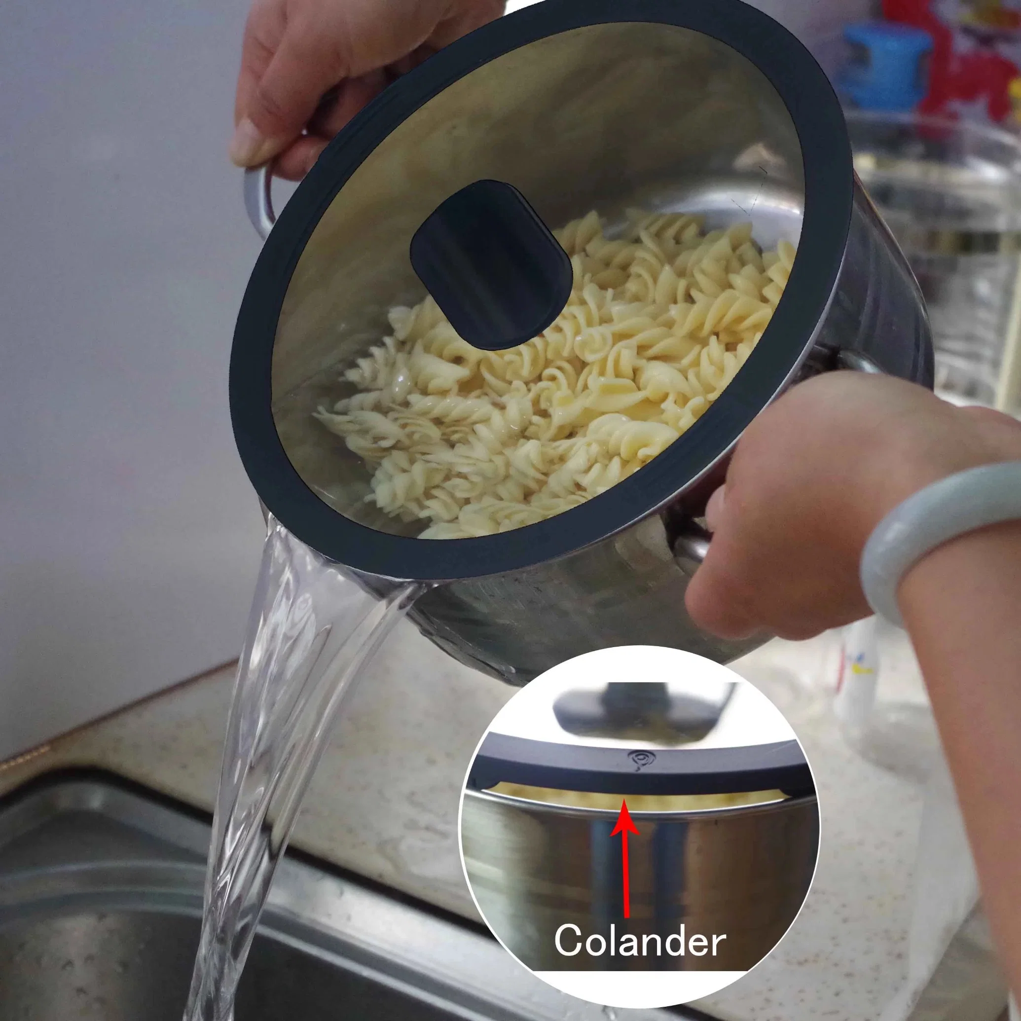 Nouveautés Ustensiles de cuisine Couvercles de casserole en verre avec bordure en silicone et bouton à vendre.