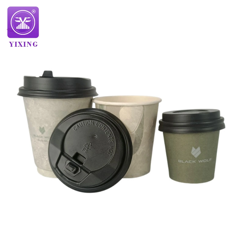 Taza De Cafe Desechablel Factory Customized Recyclable Disposable Paper Cup Set for Hot Coffee with Lid