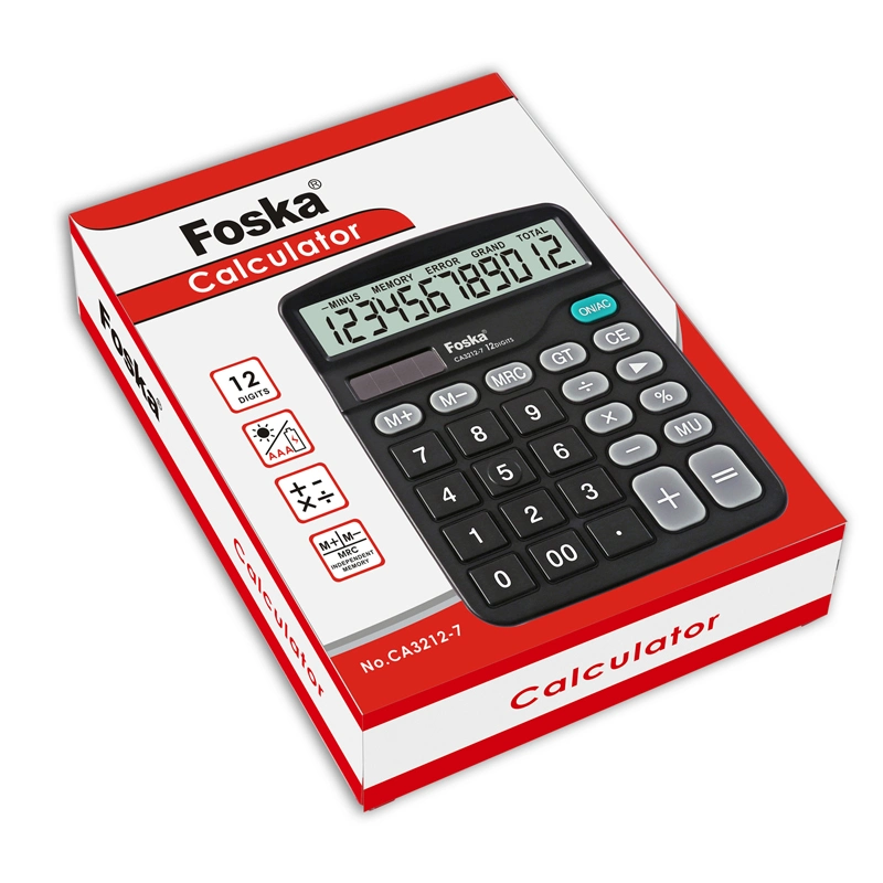 Foska Popular High quality/High cost performance  12 Digit Solar Power Office Calculator