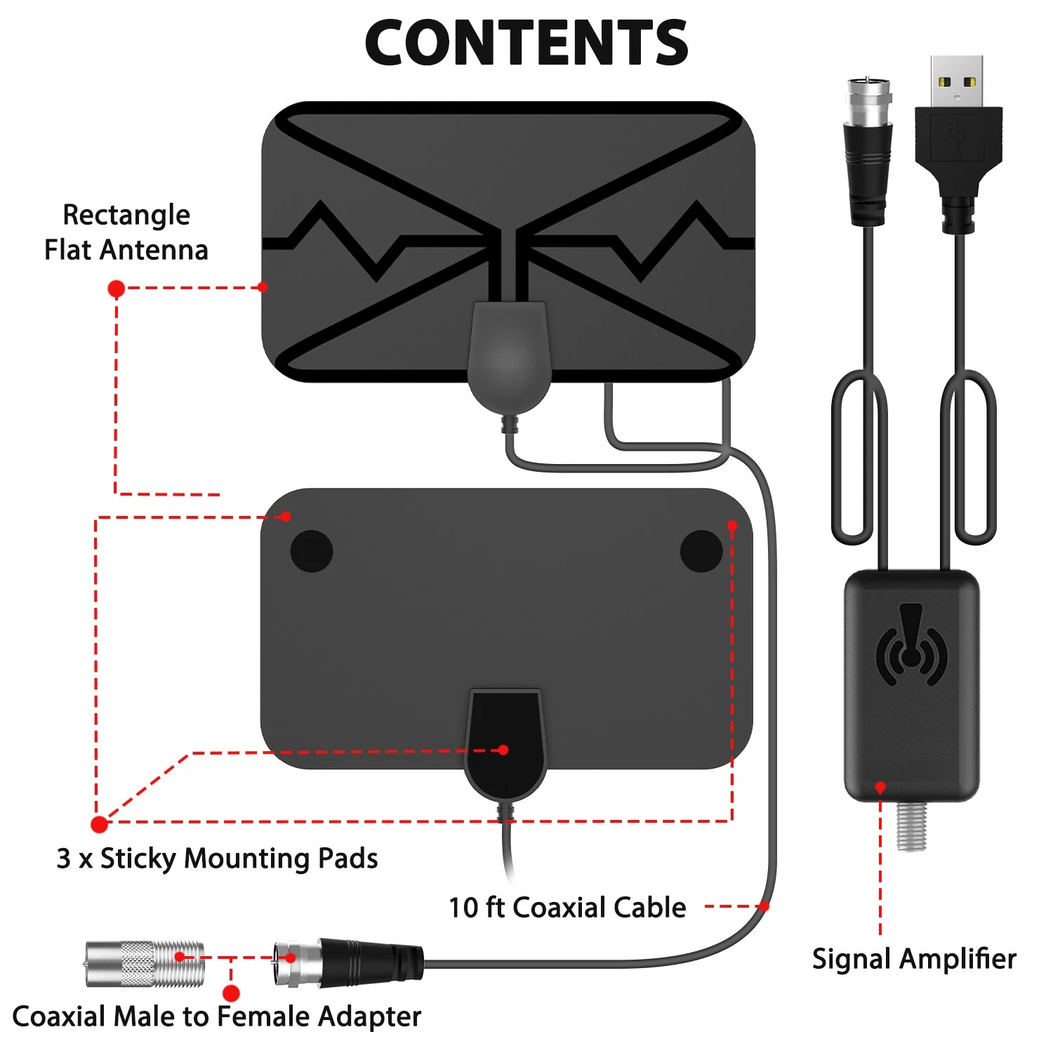 A Nova Antena de TV Digital de Alta Definição 4K de Alto Ganho DVB-T2 Receptor de Sinal de Antena de TV