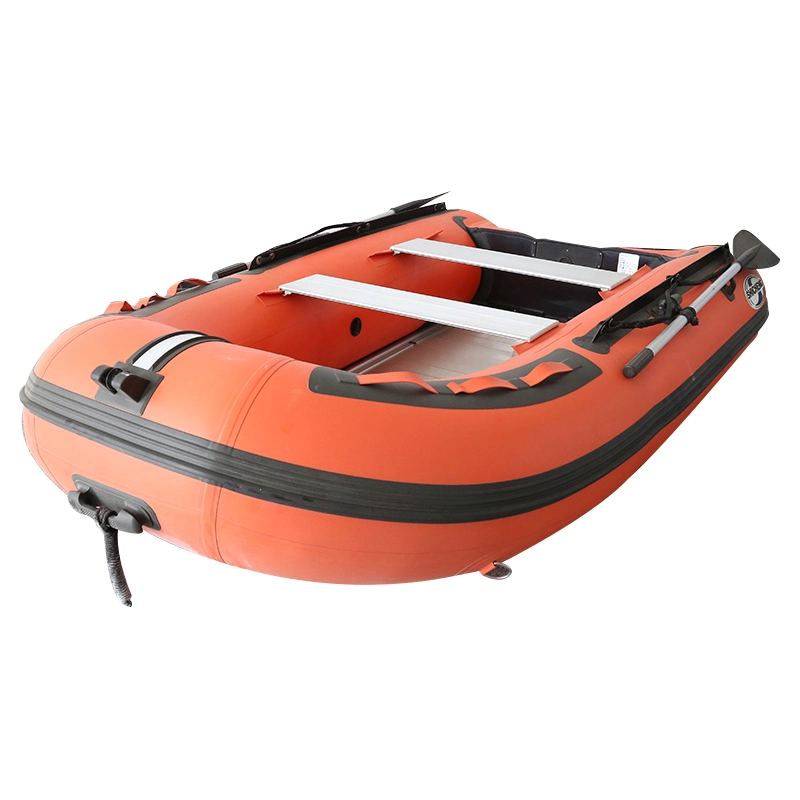 China Cheap Listo para enviar en stock Bote de PVC inflable Bote de pesca inflable con piso de aluminio