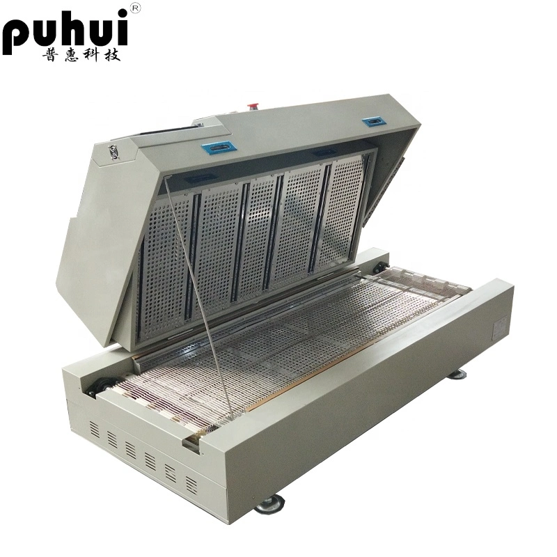 Puhui Conveyor 8-Heating Zone Touch Screen Reflow Oven T-980 for PCB LED Batch Soldering