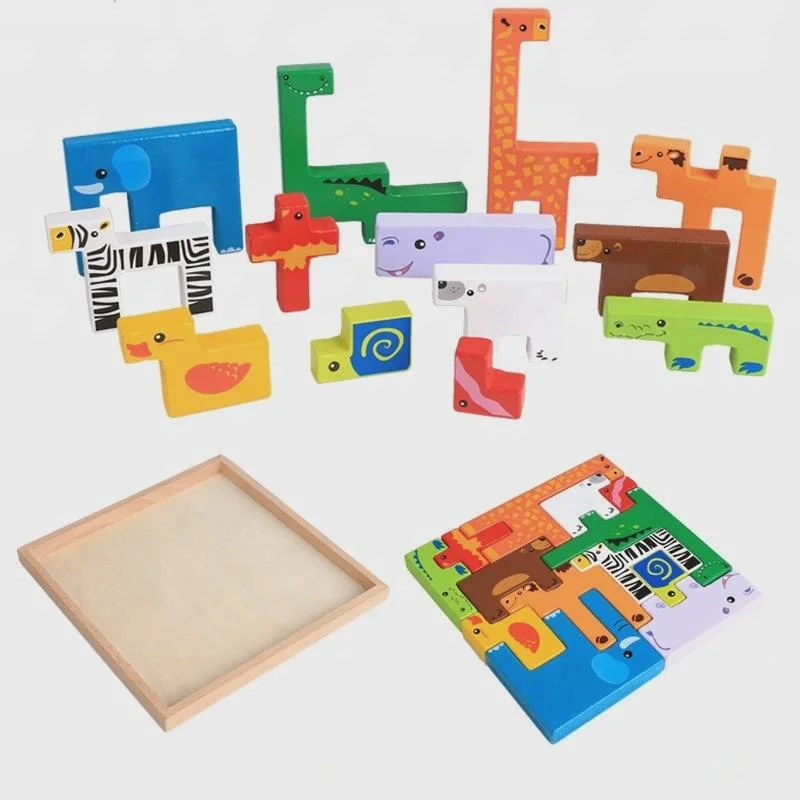 Hot Sale Creative Animal Wood Building Blocks Toy for Niños