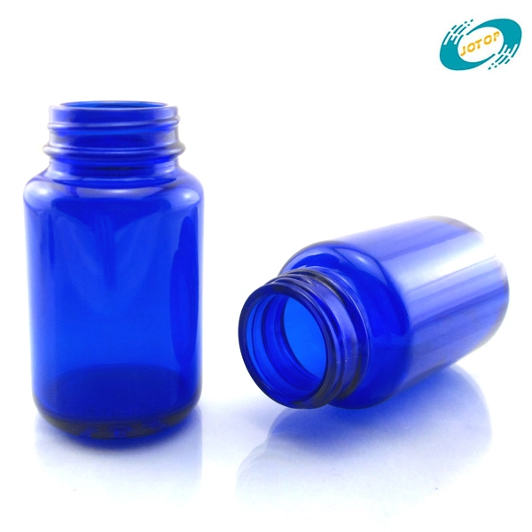 100ml Blue botellas de vidrio de boca ancha