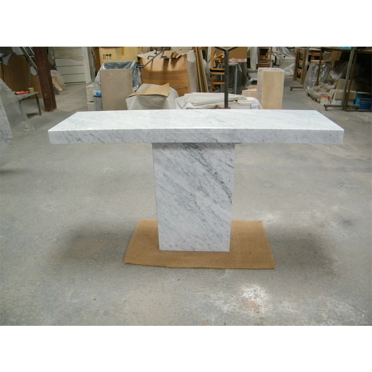 Luxury Home Entrance Snow White Marble Top Long Entry Modern Marble Console Table