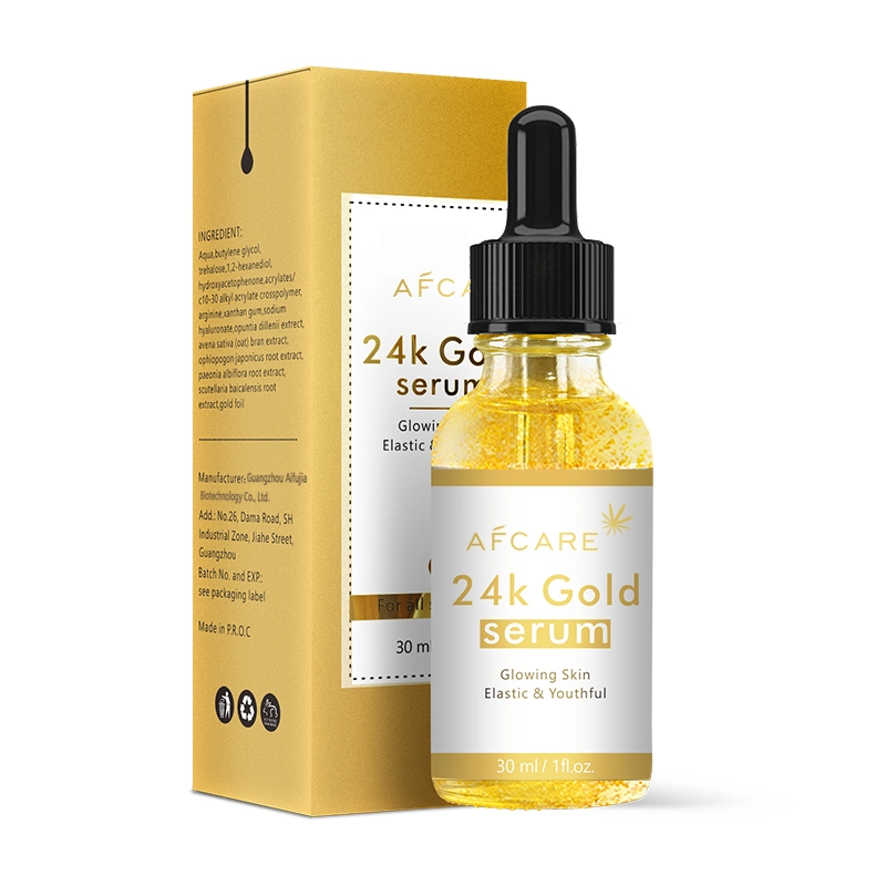 Private Label Organic Nature 24K Gold Serum Facial Moisturizing Whitening Brightening Wholesale Face Serum