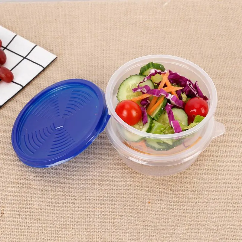 Round Disposable Lunch Box Plastic Food Container Storage Bo