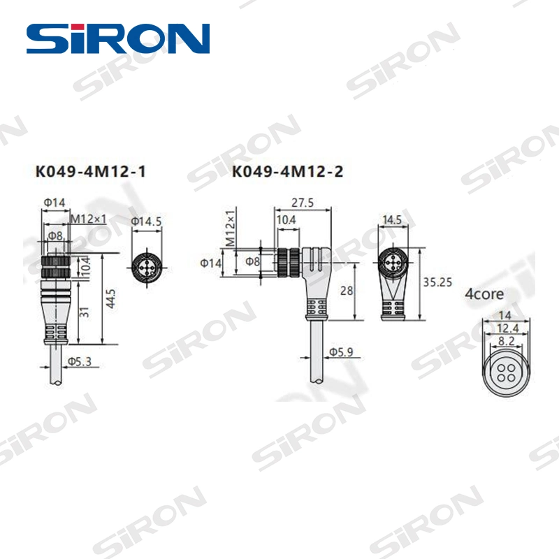 Siron K049 IP67 4pin Waterproof M8 M12 Connector Sensor Connect Extension Cable Circular Power Connect