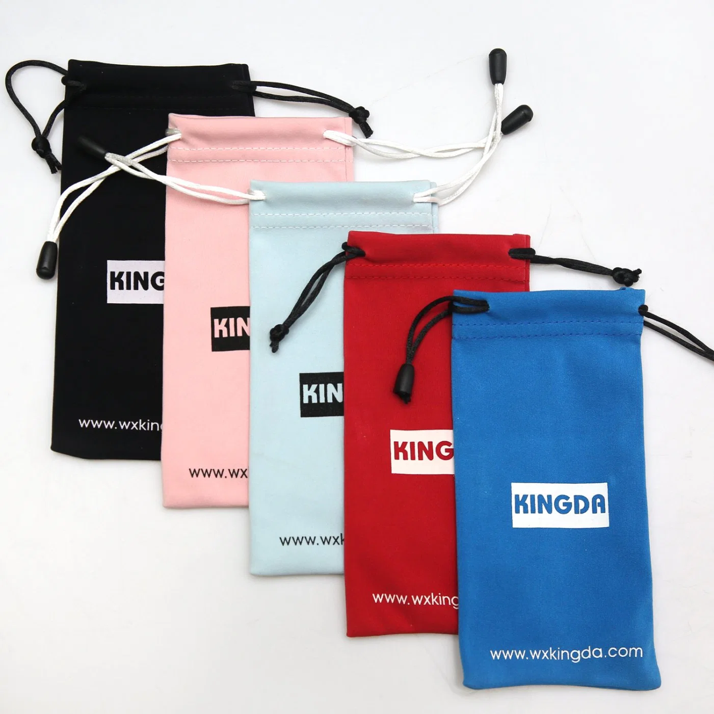 Soft Touch Microfiber Drawstring Bag with Logo Printing and Bead