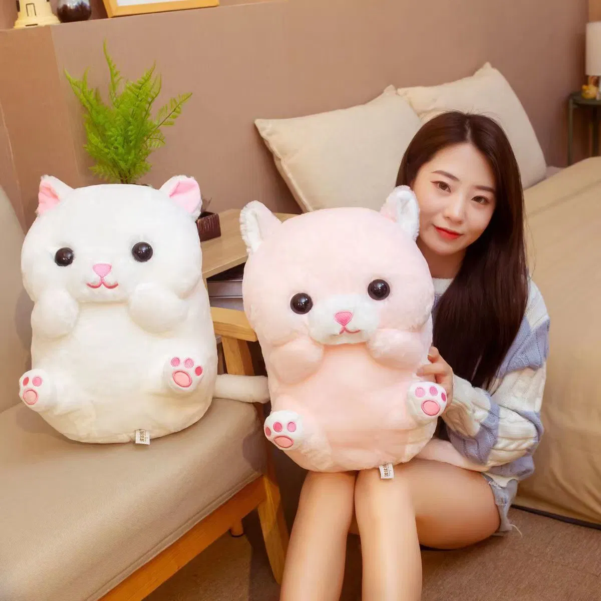 Cartoon Kitten Doll Plush Toy White Cat Doll Ragdoll Children's Day Birthday Gift