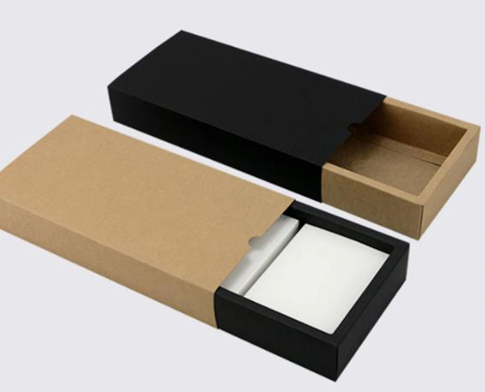 Wholesale/Supplier Custom Outer Cmyk Printing 350GSM Kraft Paper Gift Tea Paper Packing Drawer Box with PVC Window