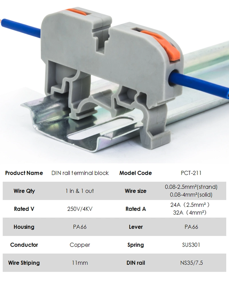 Jut19 Electrical Wire Connector DIN Rail Terminal Block