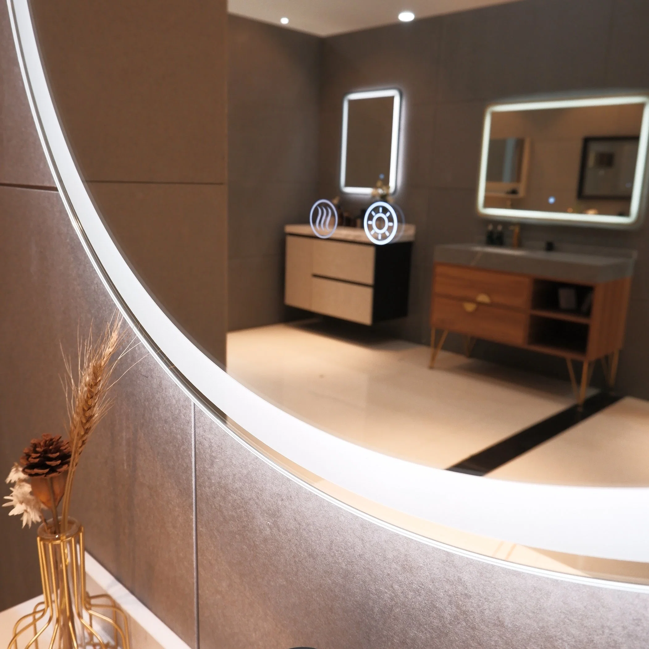 Large Modern LED Round Bathroom Vanity Mirror, Color Temperature Adjustable, Anti-Fog Dimming Lights, Easy to Install, Wall Mounted Makeup Mirror