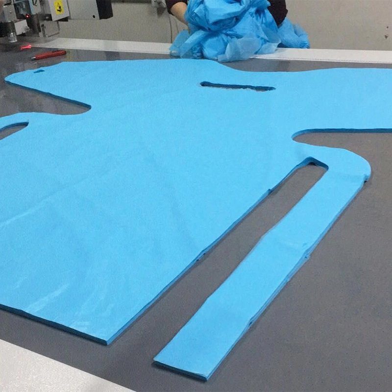 Fabric Apron Esthetician Disposable Apron Non Woven ESD Lab Coat Blue Cleanroom for Sanitary 10kg Per Carton Fall 55g