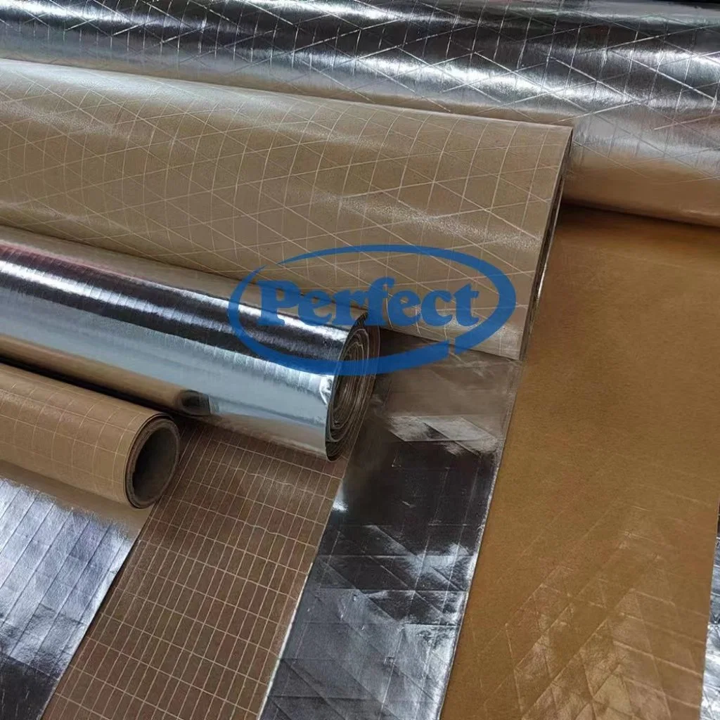 Una sola cara personalizada Fsk reflectante térmico de aluminio Fsk que enfrentan los materiales de aislamiento térmico de techo