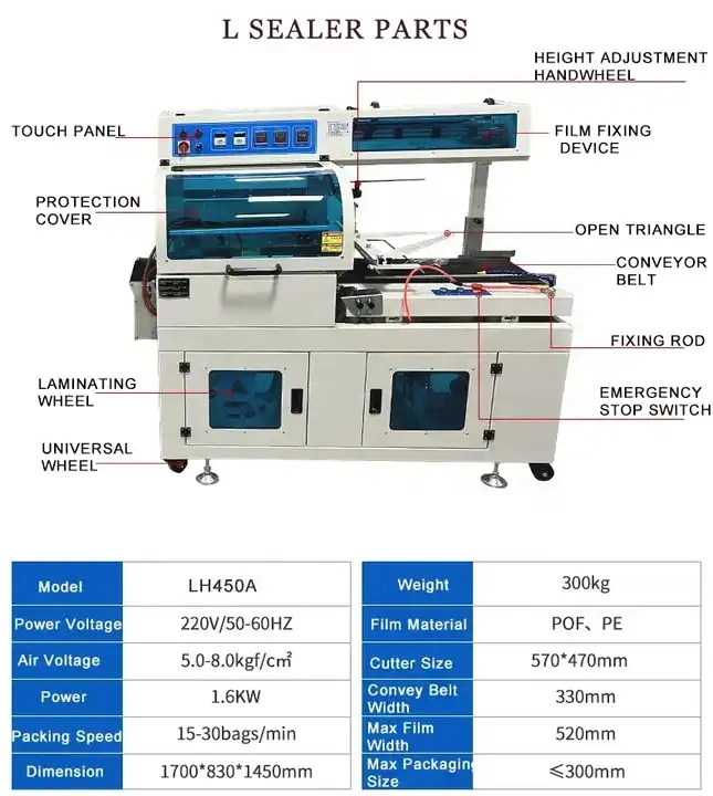 Caja de película de PE automática de POF barra de calor L Libro Sellado de la máquina de embalaje de flujo de embalaje termoencogible