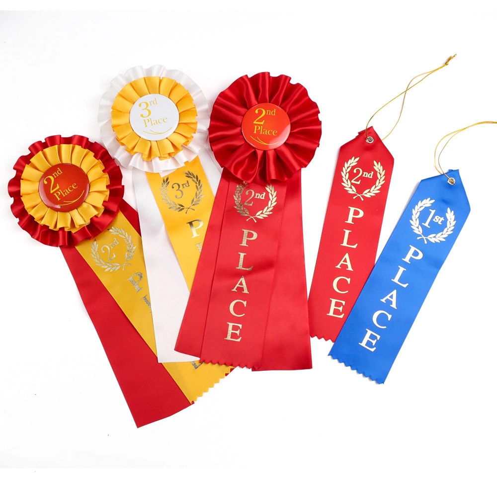 Custom Gift Printer Custom Fabric Polyester Satin Award Ribbons Embroidery with Logo