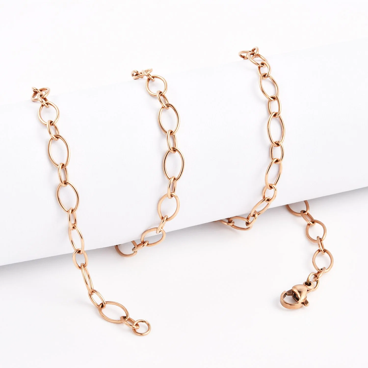 Wholesale/Supplier Fashion Non Tarnish Gold Plated Oval Simple Cable Necklace Bracelet Chains