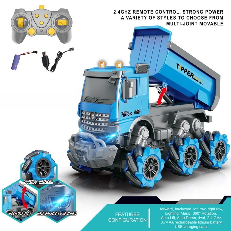 Carro de Dump Truck Toy 1:14 Controle remoto camião basculante Escavadora de comando Rádio Toy Kids Carro de Controle com luz e som