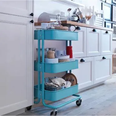 Three-Tier metal furniture cart is suitable for kitchen use