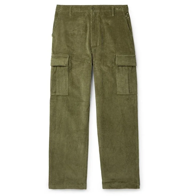 Custom Men Straight Leg Pants OEM Corduroy Casual Track Cargo Pants with Big Pockets