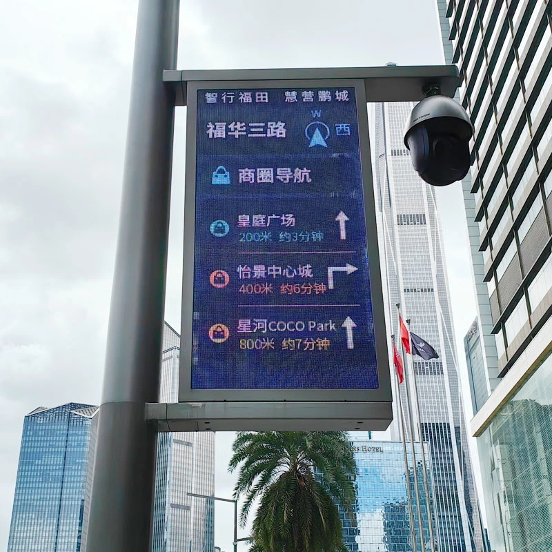 Наружная реклама Digital Signage Full HD Lamp Post Фото Светодиодный экран видеопанели