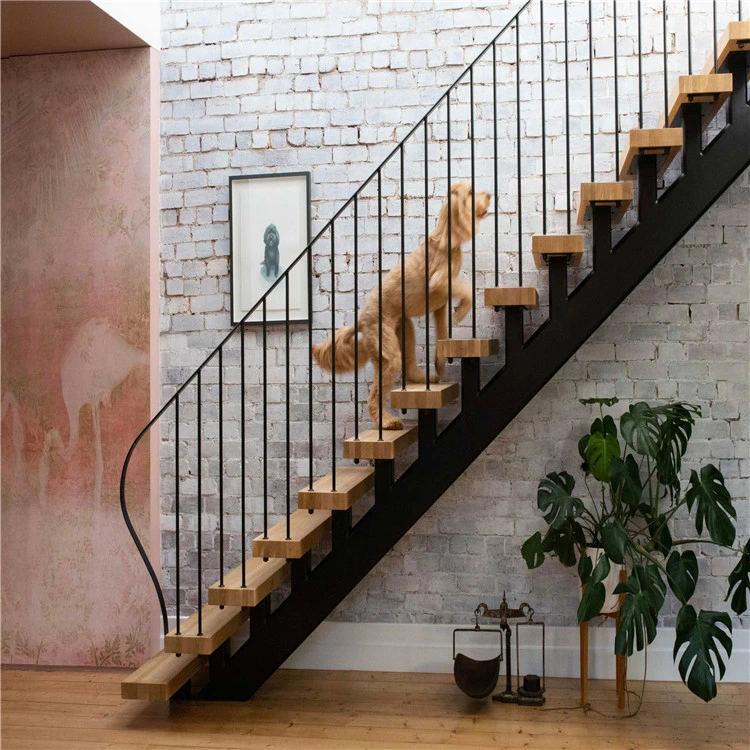 Ace Modern Customized Design Wooden Straight Stair Structural Steel Shapes Straight Staircase