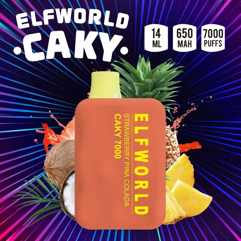 Elfworld Caky 7000 Puffs 14ml vorgefüllte 650mAh wiederaufladbare Batterie E Zigarettenstift Einweg-Vape