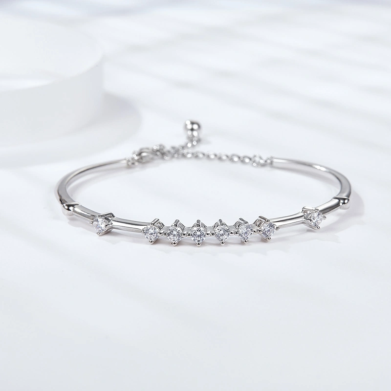 Pulsera para mujer Moissanite Moda simple de lujo Plata bañada 18K Oro