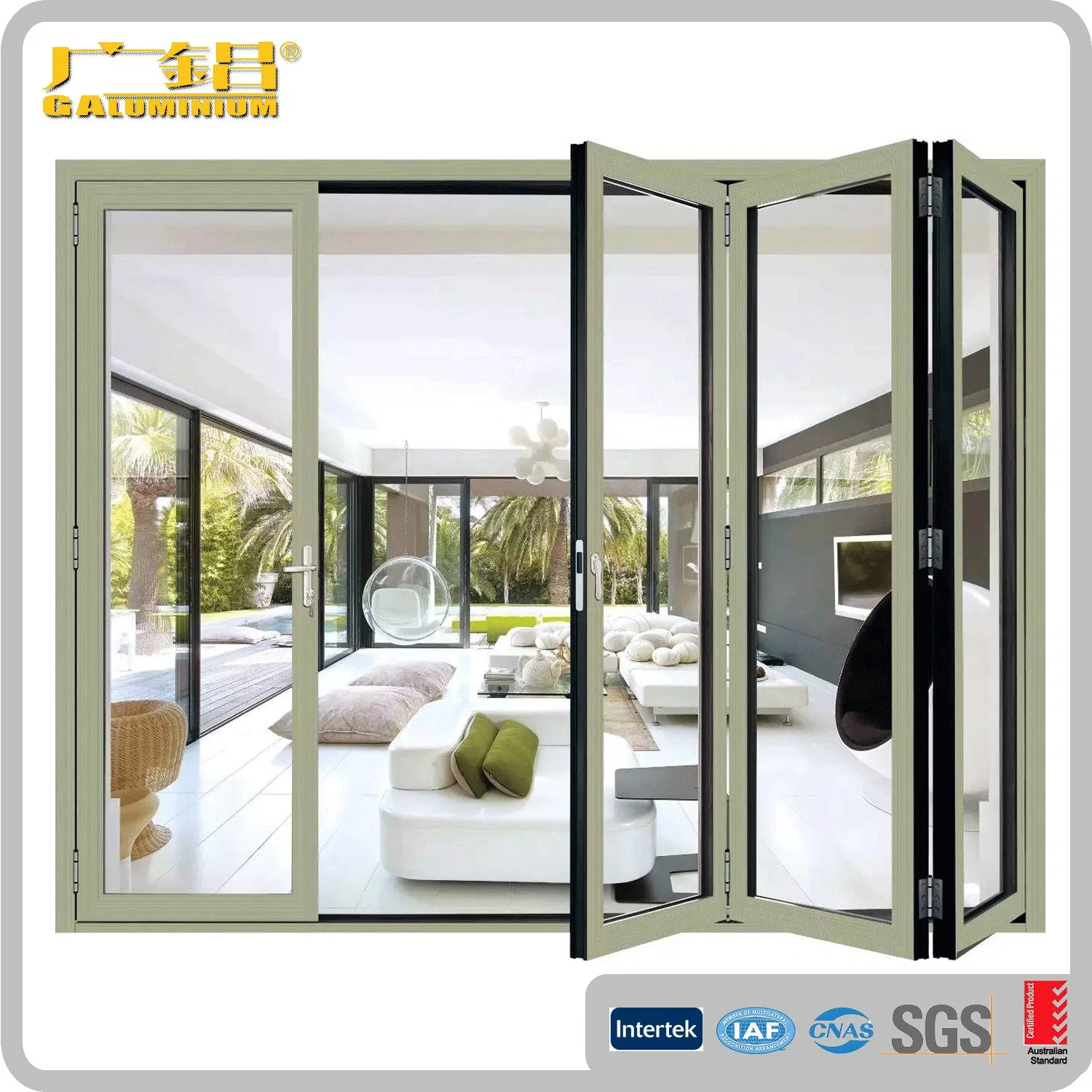 Bi-Folding porte en aluminium/aluminium/Porte pliante porte porte multilames / Balcon