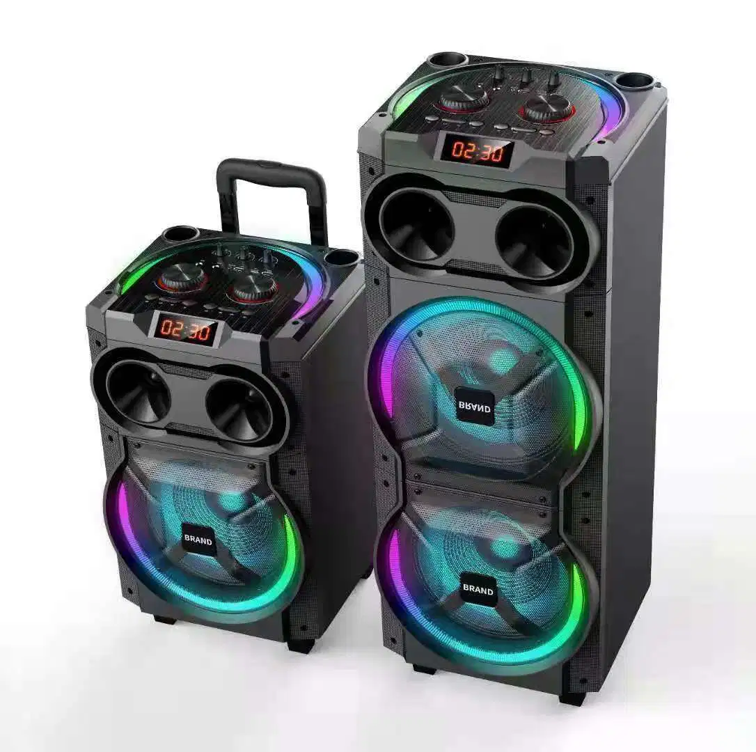 Altavoz de audio para fiestas de DJ y karaoke con caja de sonido de doble subwoofer de madera de 10 pulgadas y Bluetooth, con micrófono Tws