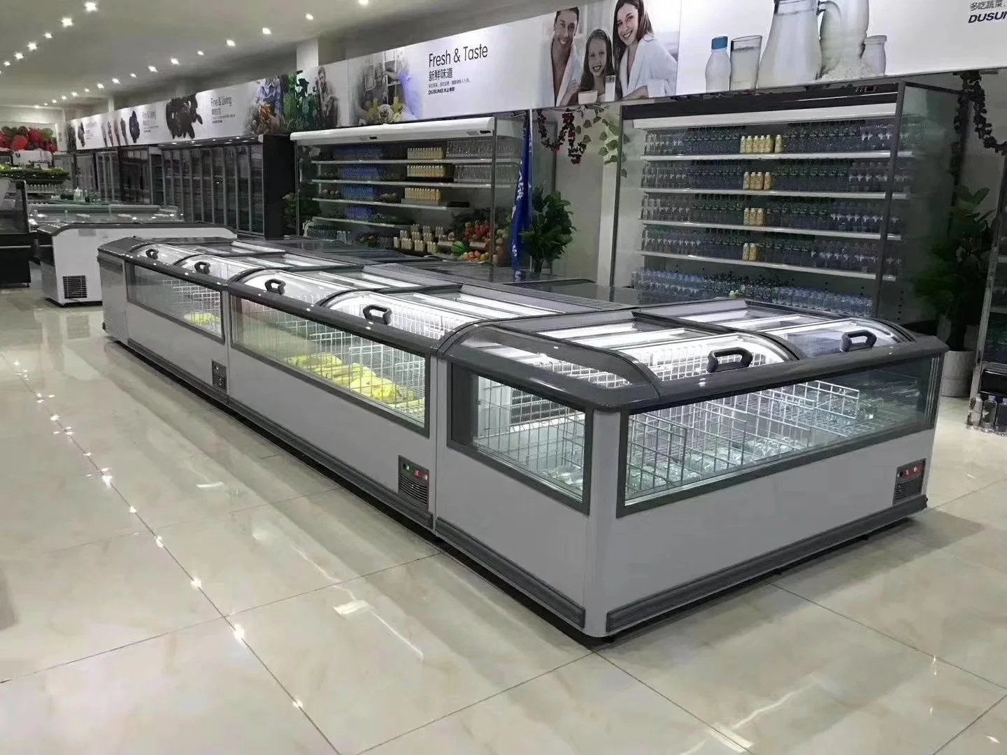 Supermarket Commercial Refrigeration Equipment Combined Fridge Island Meat Frozen Freezer