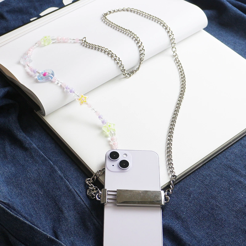 Star Ball Metal Chain Phone Clip Universal Heart Shape Pearl Messenger Strap Phone Case Accessories