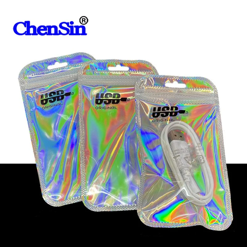 8.5*16 USB Cable Charger Packaging Bag Rainbow Zipper Bag