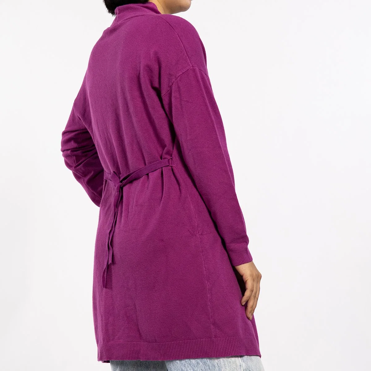 Roxo desde meados de Manga Longa Suéter Casual Cardigan leves para as mulheres