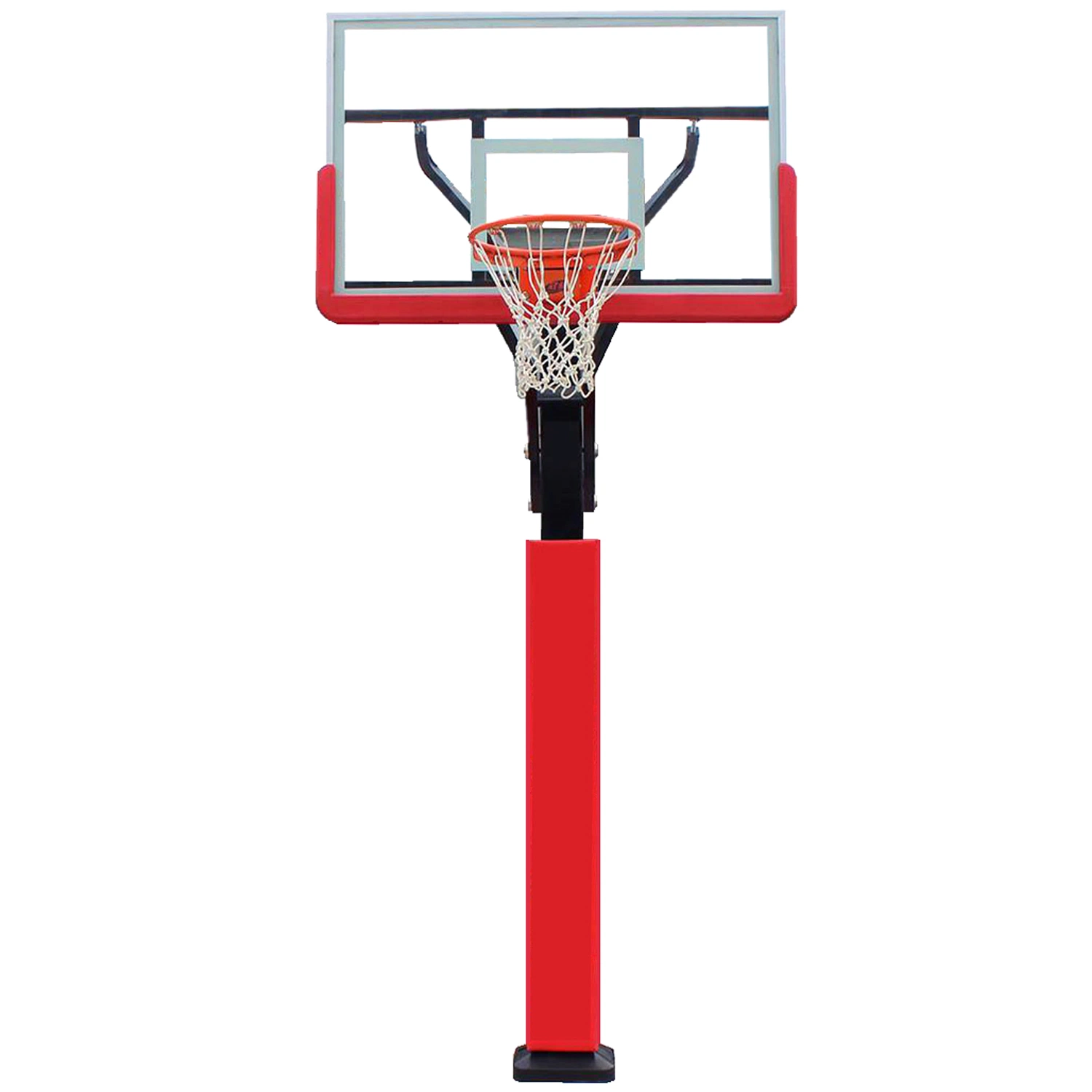 in Ground Basketball Hoop Height Adjust Goal/Stand Standard Tempered Glass Backboard Indoor/Outdoor Set