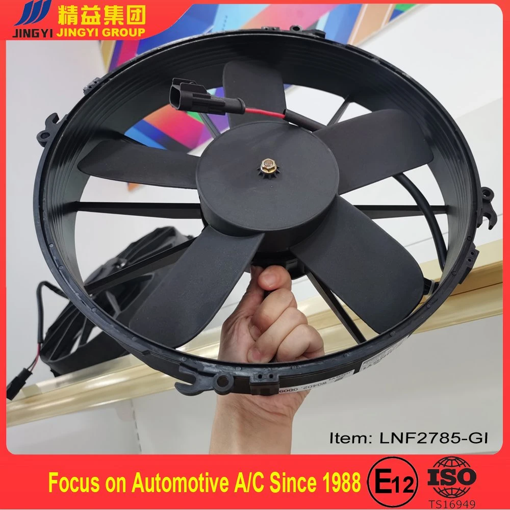 Electric Radiator Cooling Fan Wide S-Curved 5 Blades 1177 Cfm Reversible Push or Pull with Mounting Kit Heavy Duty 24 Volts