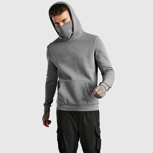 Wholesale/Supplier Custom Logo Masked Hoodies Fashion Oversize Hoodies Sports Solid Long Sleeve Winter Hooded Sweatshirts Men Clothing