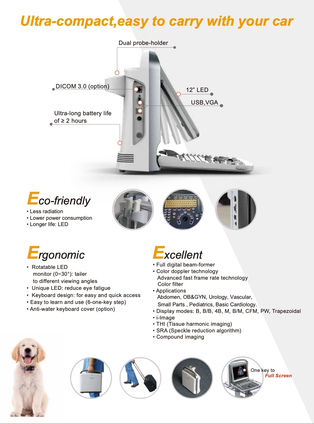 Chison Eco3exp Color Portable Doppler Ultrasound Machine Veterinary Ultrasound Scanner