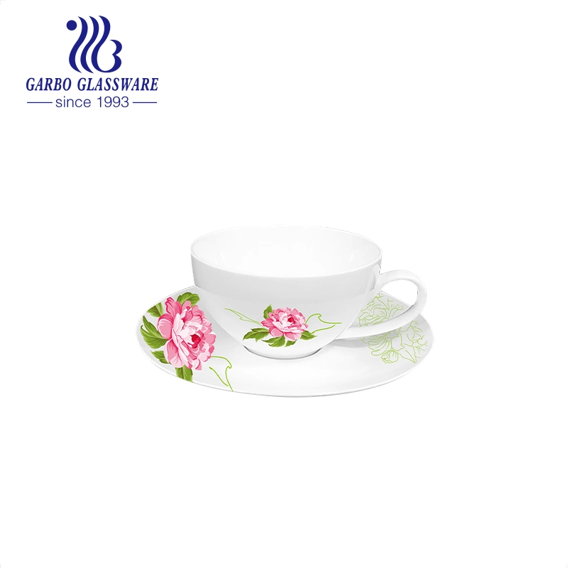 طباعة الشاي الخزفي أكواب بورسلين القهوة كوب شاي مع ملصق لوحة صلصة الزهرة