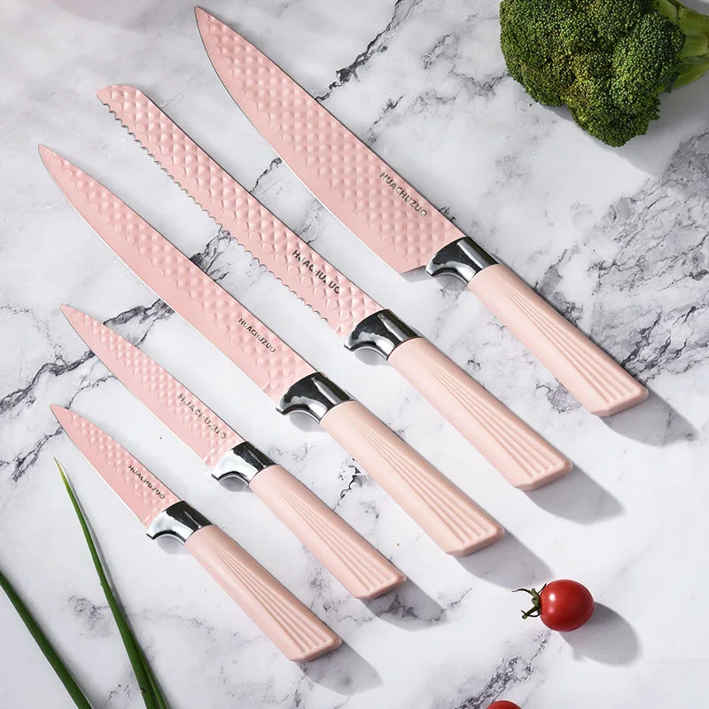 Diamond Grain 5 PCS Non-Stick Stainless Steel Knives Set with Holder