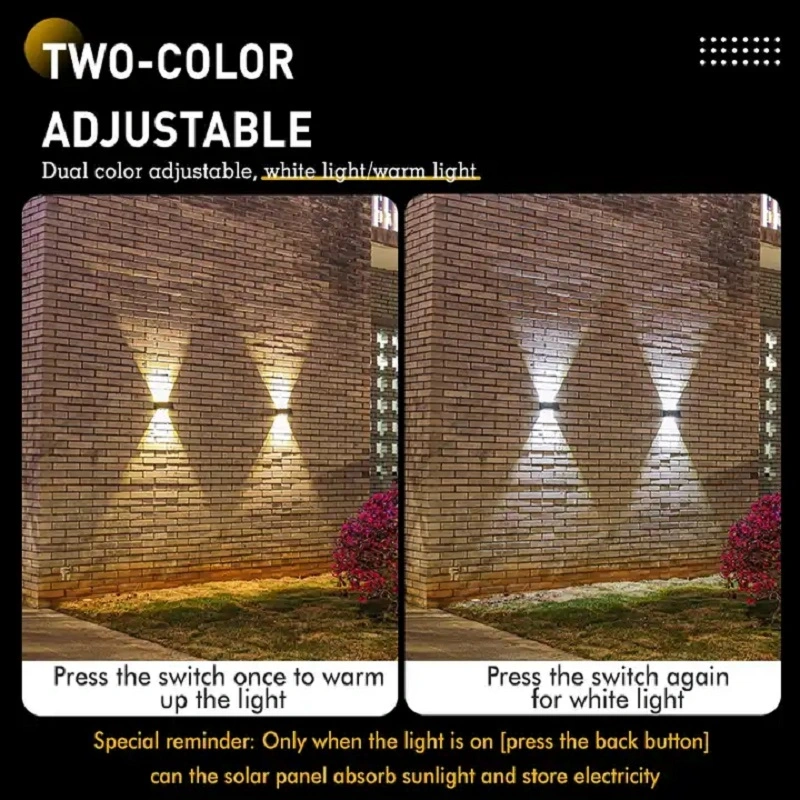 Two-Color Ângulo ajustável Parede Solar LED de iluminação Holiday à prova de luz da lâmpada de Natal