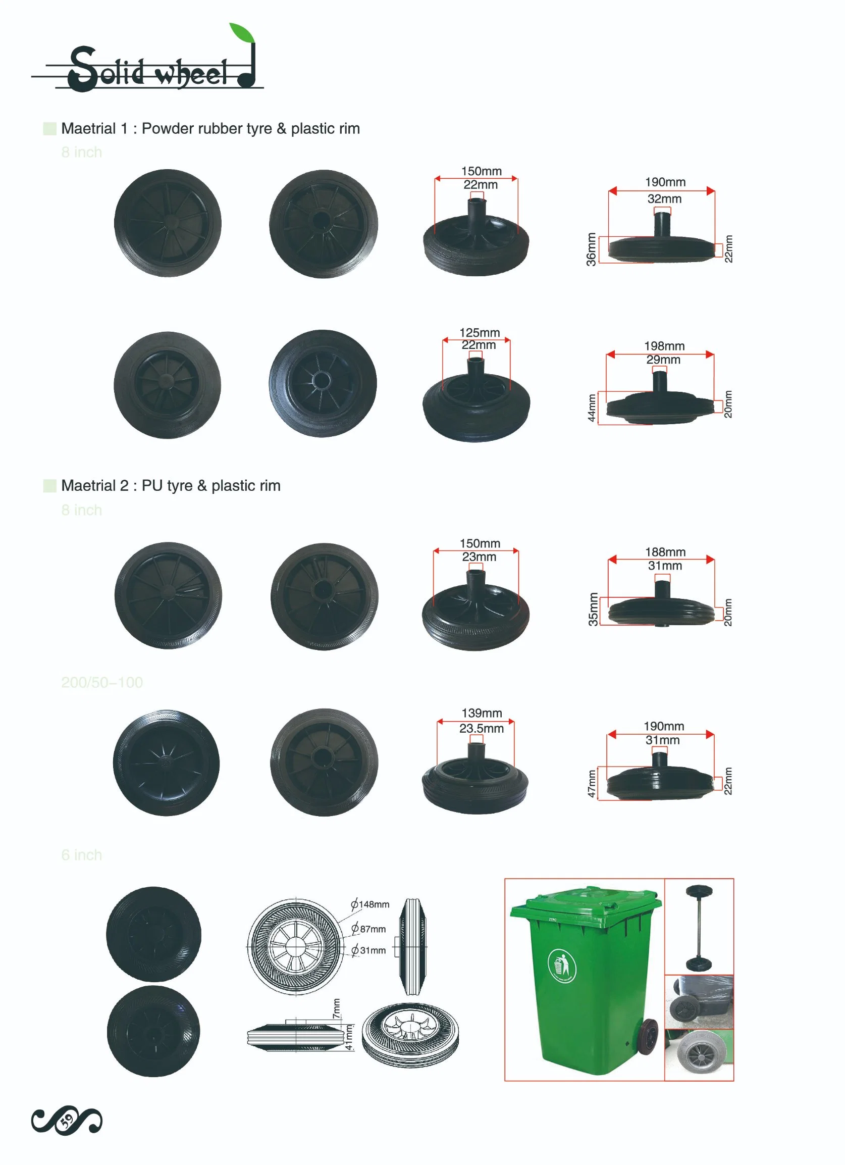 Garbage Bin Wheel Wastebasket Pulley Wheel Replacement Parts